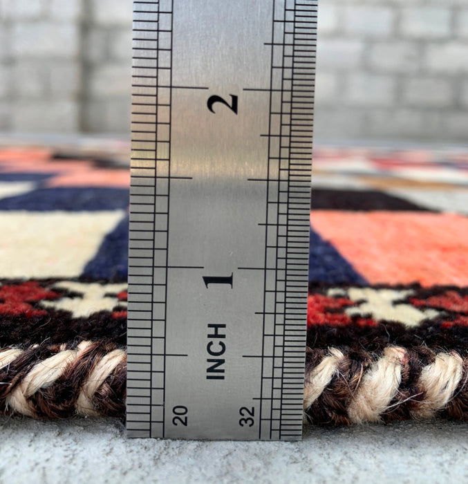 5'11" x 3'9" Hand-Knotted Persian Wool Rug – Multicolor Geometric Checkerboard Design – KBHM-795