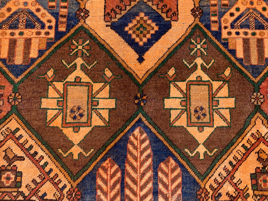 10'3" x 5'2" Hand-Knotted Persian Wool Rug – Multicolor Tribal Geometric Panel Design – KBHM-798