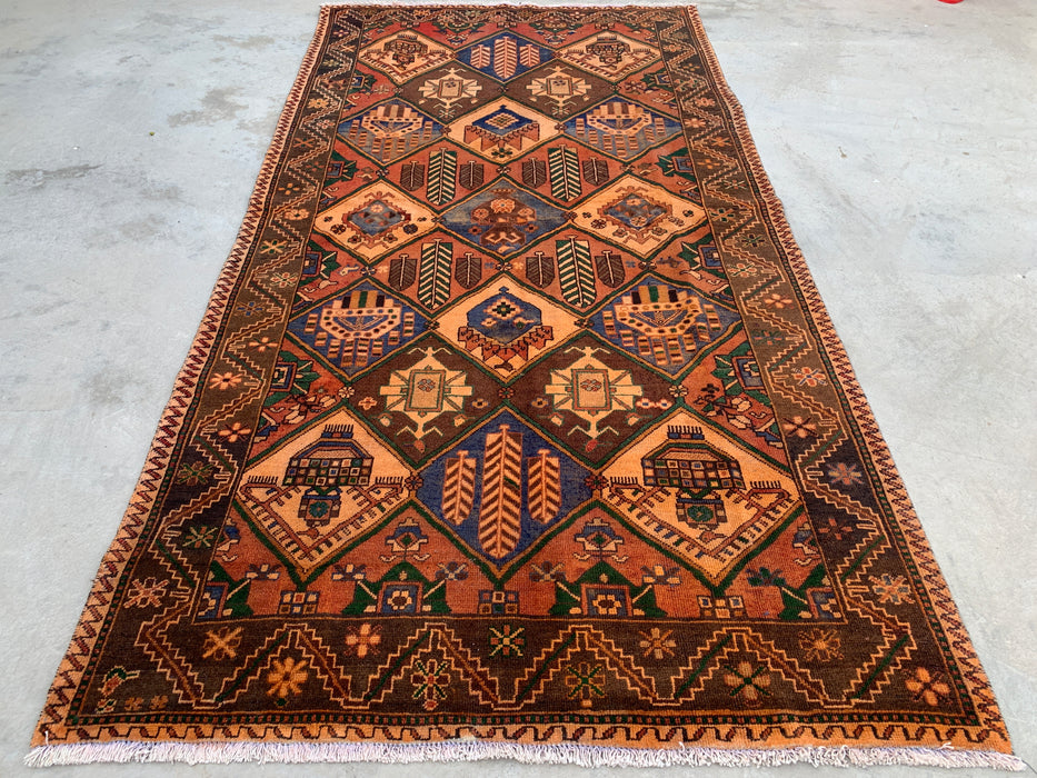10'3" x 5'2" Hand-Knotted Persian Wool Rug – Multicolor Tribal Geometric Panel Design – KBHM-798