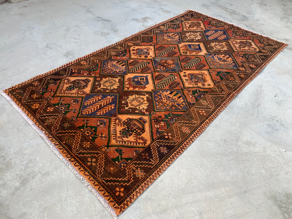10'3" x 5'2" Hand-Knotted Persian Wool Rug – Multicolor Tribal Geometric Panel Design – KBHM-798