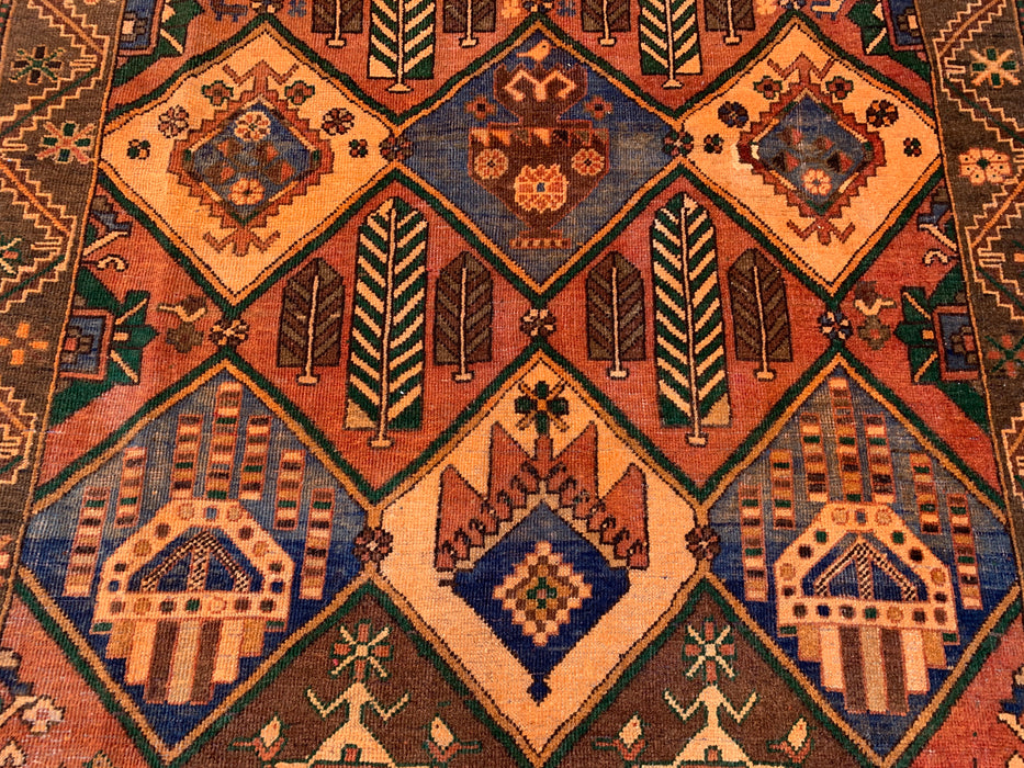 10'3" x 5'2" Hand-Knotted Persian Wool Rug – Multicolor Tribal Geometric Panel Design – KBHM-798