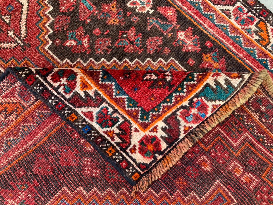 10'11" x 2'11" Hand-Knotted Persian Wool Runner Rug – Red, Brown & Ivory Tribal Medallion Design – KBHM-799