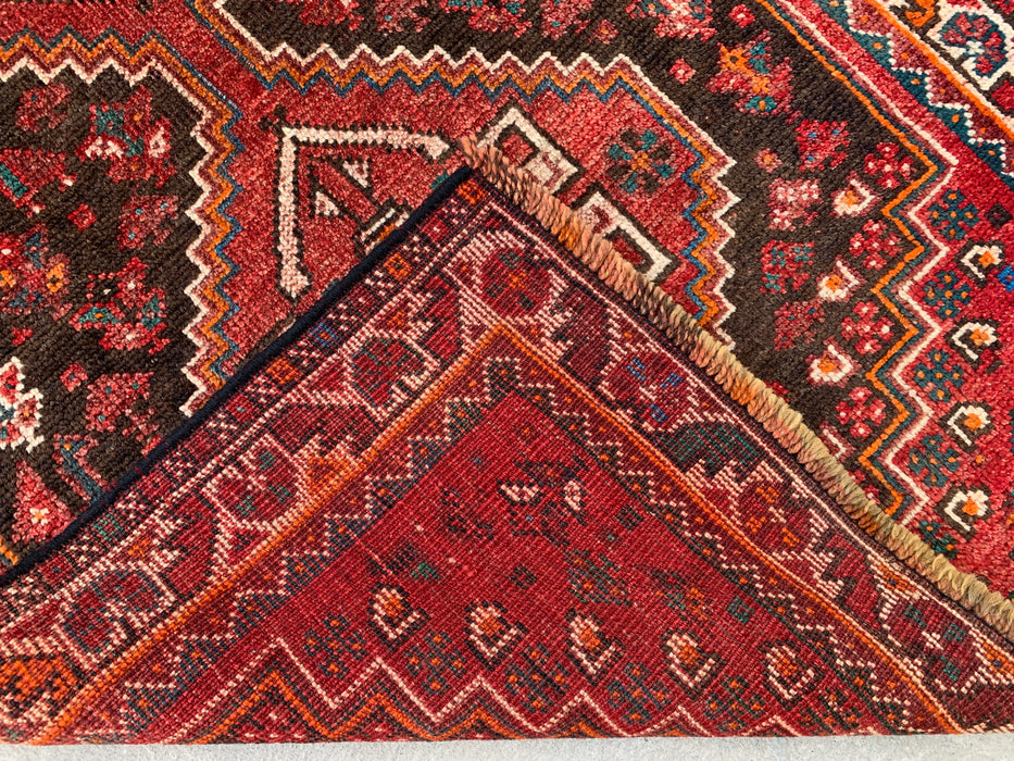 10'11" x 2'11" Hand-Knotted Persian Wool Runner Rug – Red, Brown & Ivory Tribal Medallion Design – KBHM-799
