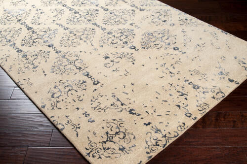 Banshee Handmade Wool & Viscose Rug — Dark Blue / Light Beige | BAN-3315 - colour & pattern