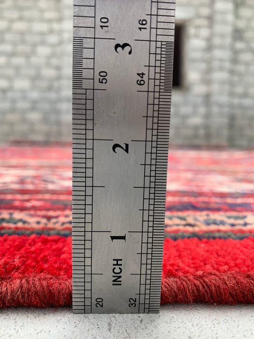 Handmade Persian Wool Area Rug 7x10 - Red, Ivory & Charcoal Tribal Medallion Persian Style Rug - Exact Size 10'3" x 6'11" - KBHM-802