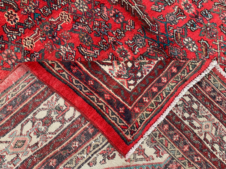 Handmade Persian Wool Area Rug 7x10 - Red, Ivory & Charcoal Tribal Medallion Persian Style Rug - Exact Size 10'3" x 6'11" - KBHM-802
