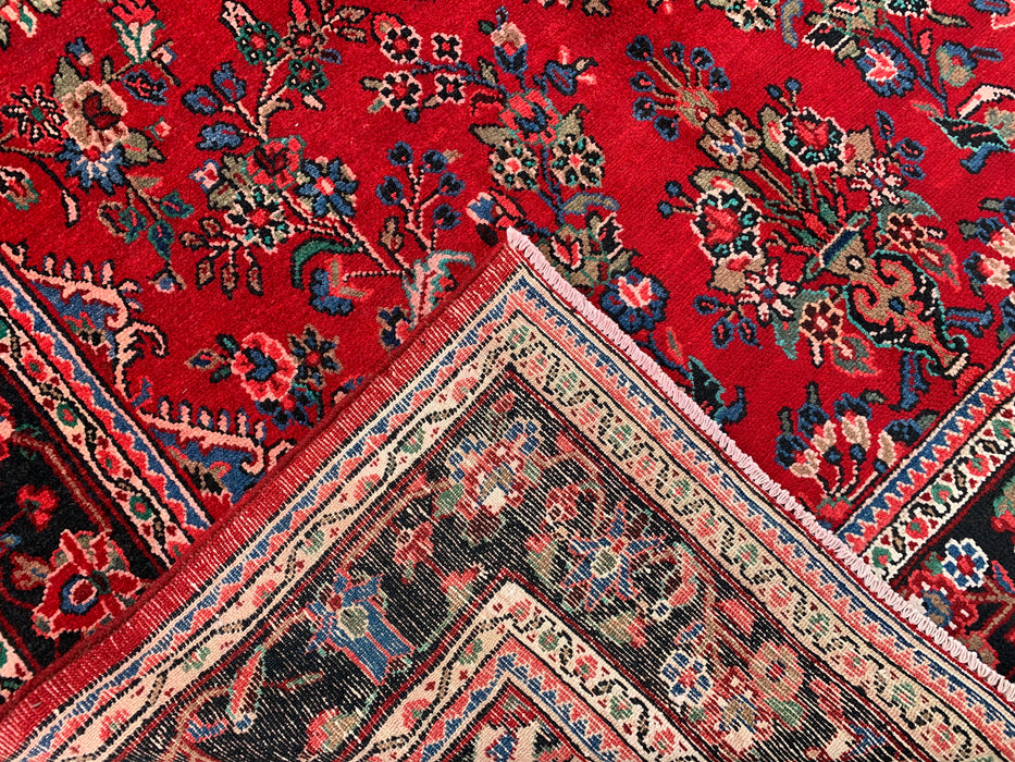 10'2" x 7'1" Hand-Knotted Persian Wool Rug – Red, Navy & Ivory Floral Medallion Design – KBHM-803