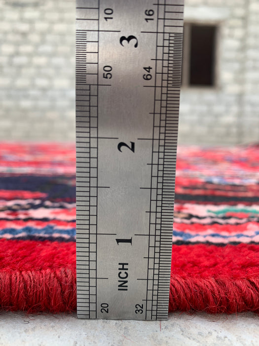 10'2" x 7'1" Hand-Knotted Persian Wool Rug – Red, Navy & Ivory Floral Medallion Design – KBHM-803