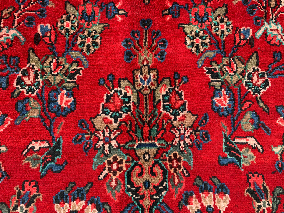 10'2" x 7'1" Hand-Knotted Persian Wool Rug – Red, Navy & Ivory Floral Medallion Design – KBHM-803