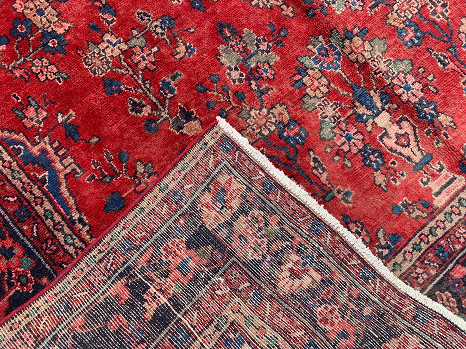 9'6" x 7'2" Hand-Knotted Persian Wool Rug – Red, Navy & Ivory Floral Medallion Design – KBHM-808