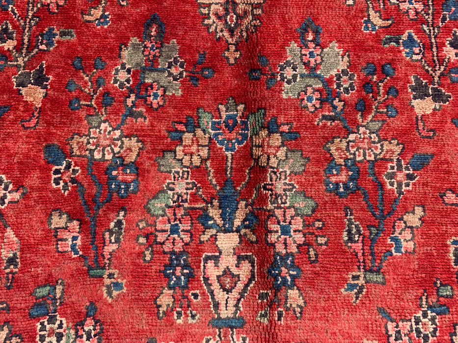 9'6" x 7'2" Hand-Knotted Persian Wool Rug – Red, Navy & Ivory Floral Medallion Design – KBHM-808