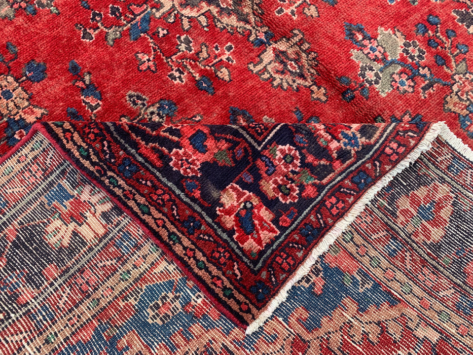 9'6" x 7'2" Hand-Knotted Persian Wool Rug – Red, Navy & Ivory Floral Medallion Design – KBHM-808