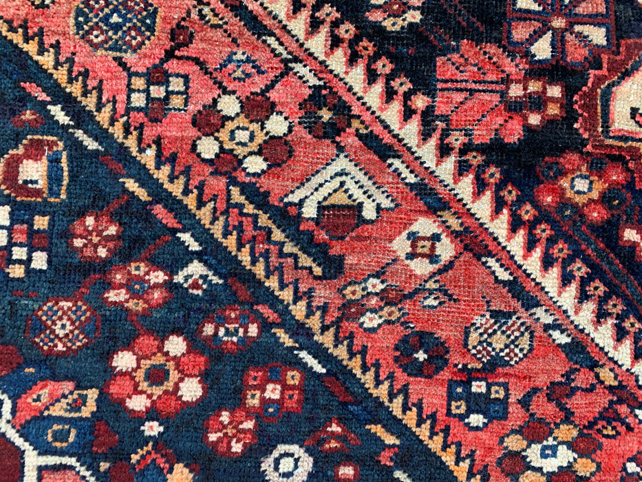 Handmade Persian Wool Area Rug 7x10 - Navy, Ivory & Red Tribal Medallion Persian Style Rug - Exact Size 9'6" x 6'3" - KBHM-809