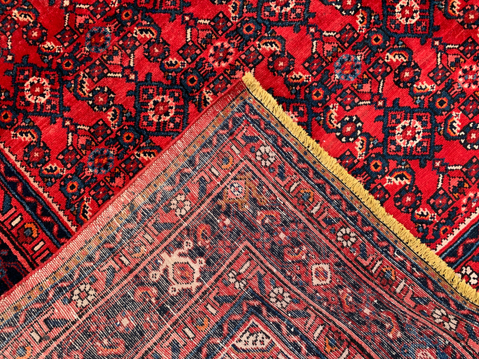 10'10" x 7'8" Hand-Knotted Persian Wool Rug – Red, Ivory & Navy Geometric Medallion Design – KBHM-810