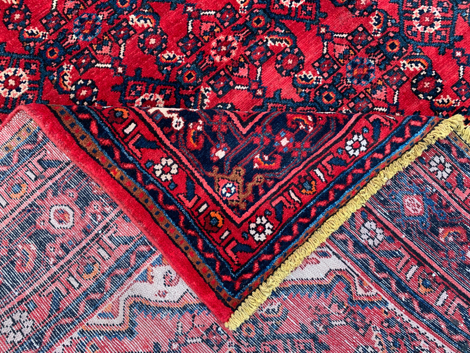 10'10" x 7'8" Hand-Knotted Persian Wool Rug – Red, Ivory & Navy Geometric Medallion Design – KBHM-810