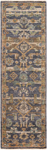 Reign Handmade Wool & Viscose Rug — Gray & Amber Medallion Pattern | REG-2324