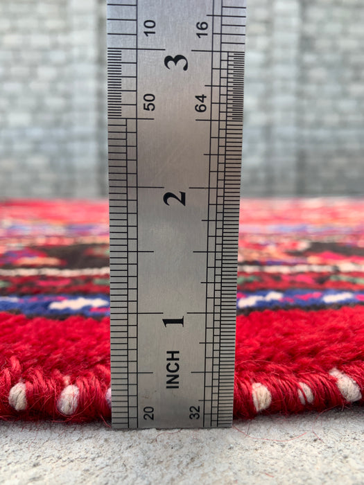 Handmade Persian Wool Area Rug 7x10 - Red, Blue & Ivory Floral Medallion Persian Style Rug - Exact Size 9'10" x 6'8" - KBHM-812