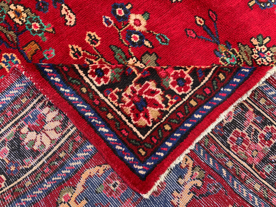 Handmade Persian Wool Area Rug 7x10 - Red, Blue & Ivory Floral Medallion Persian Style Rug - Exact Size 9'10" x 6'8" - KBHM-812