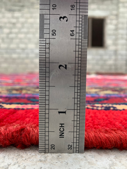 10'6" x 7'2" Hand-Knotted Persian Wool Rug – Red, Ivory & Navy Tribal Medallion Design – KBHM-813