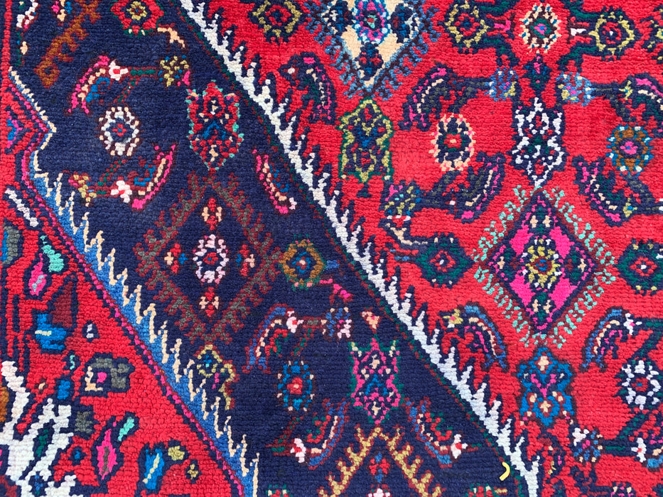 10'6" x 7'2" Hand-Knotted Persian Wool Rug – Red, Ivory & Navy Tribal Medallion Design – KBHM-813