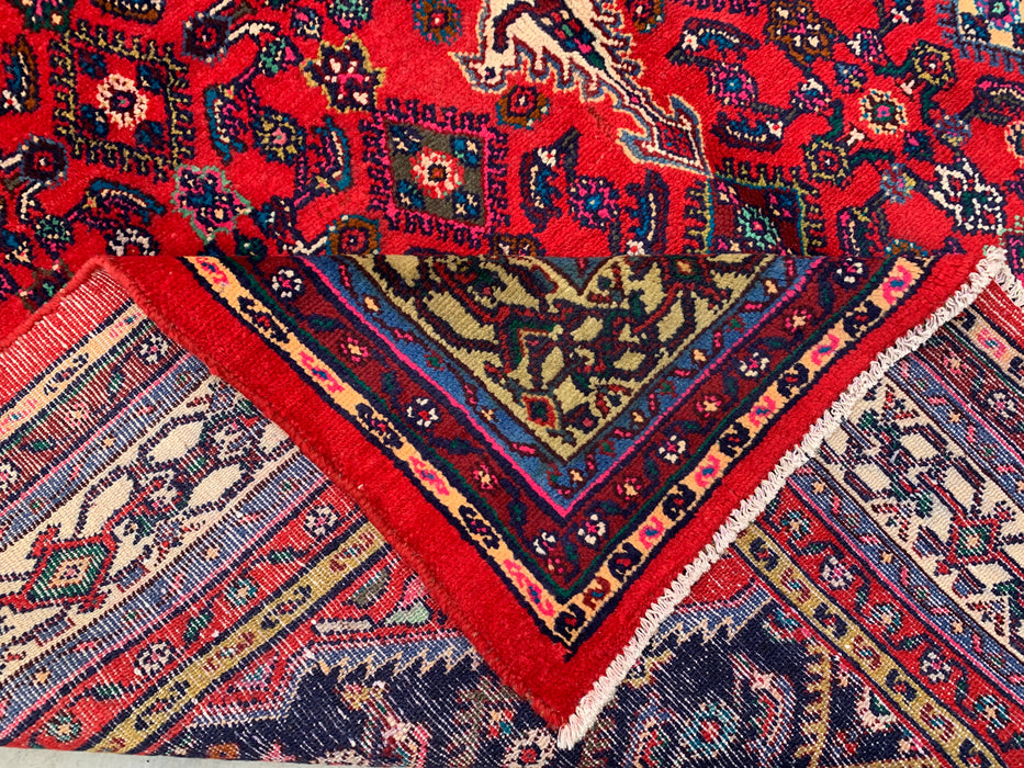 10'6" x 7'2" Hand-Knotted Persian Wool Rug – Red, Ivory & Navy Tribal Medallion Design – KBHM-813