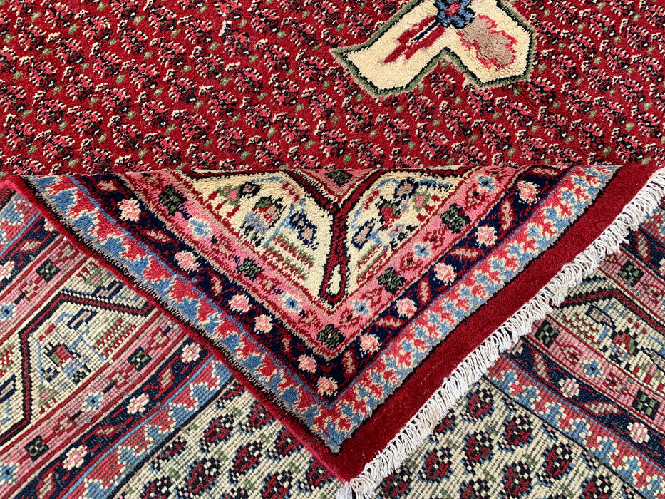 11'1" x 7'10" Hand-Knotted Persian Wool Rug – Red & Ivory Geometric Medallion Area Rug – KBHM-815