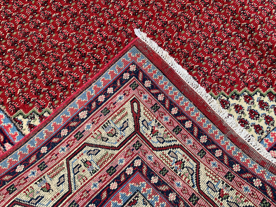 11'1" x 7'10" Hand-Knotted Persian Wool Rug – Red & Ivory Geometric Medallion Area Rug – KBHM-815