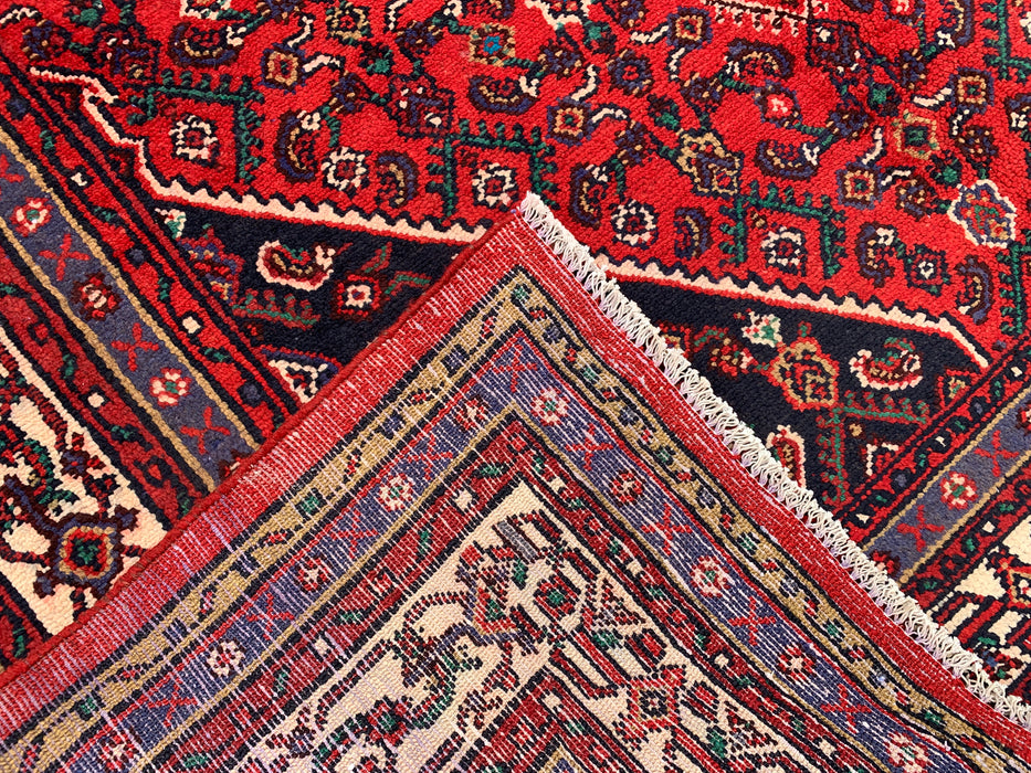 Handmade Persian Wool Area Rug 7x10 - Red, Ivory & Navy Tribal Medallion Persian Style Rug - Exact Size 9'10" x 6'11" - KBHM-817