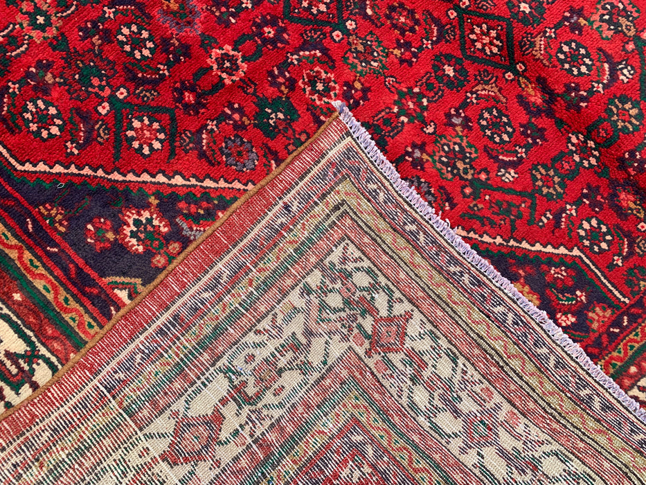 Handmade Persian Wool Area Rug 7x10 - Red, Ivory & Navy Tribal Medallion Persian Style Rug - Exact Size 9'8" x 6'10" - KBHM-818