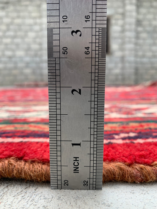 Handmade Persian Wool Area Rug 7x10 - Red, Ivory & Navy Tribal Medallion Persian Style Rug - Exact Size 9'8" x 6'10" - KBHM-818