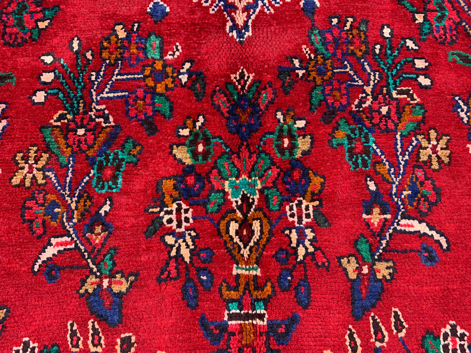 9'8" x 7'2" Hand-Knotted Persian Wool Rug – Red, Blue & Ivory Floral Medallion Design – KBHM-819