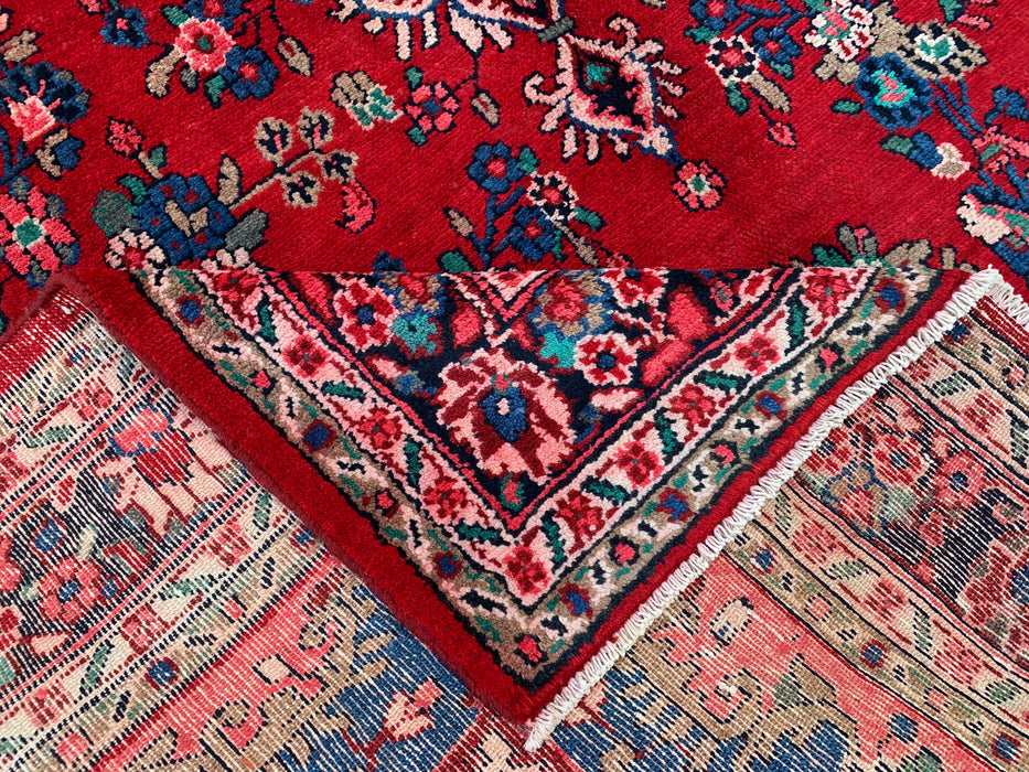9'10" x 7'0" Hand-Knotted Persian Wool Rug – Red, Blue & Ivory Floral Medallion Design – KBHM-820