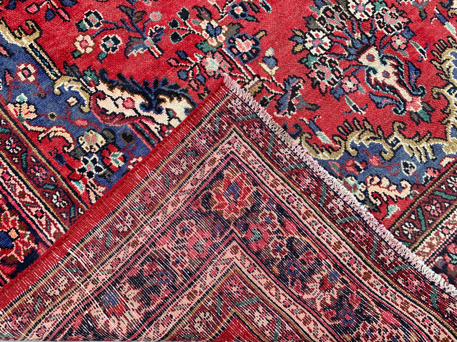 Handmade Persian Wool Area Rug 7x10 - Red, Blue & Ivory Floral Medallion Persian Style Rug - Exact Size 10'1" x 6'8" - KBHM-821
