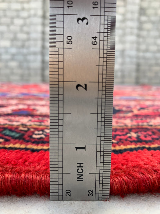 Handmade Persian Wool Area Rug 7x10 - Red, Blue & Ivory Floral Medallion Persian Style Rug - Exact Size 10'1" x 6'8" - KBHM-821