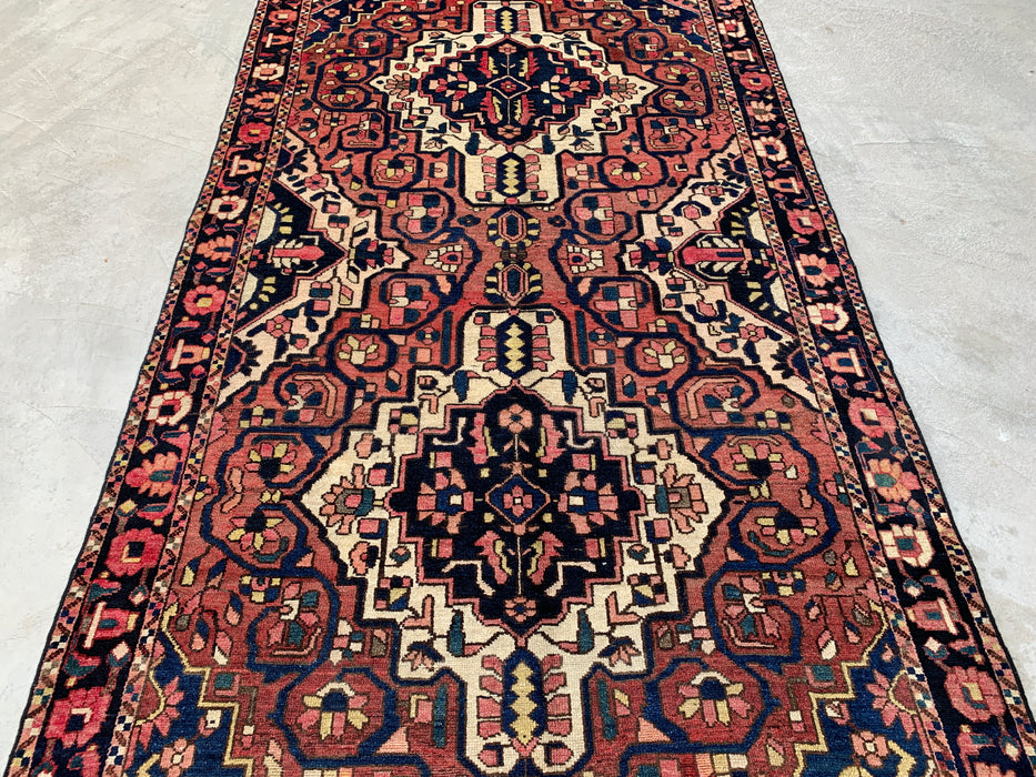 9'9" x 5'2" Hand-Knotted Persian Wool Rug – Rose, Navy & Ivory Tribal Medallion Design – KBHM-824