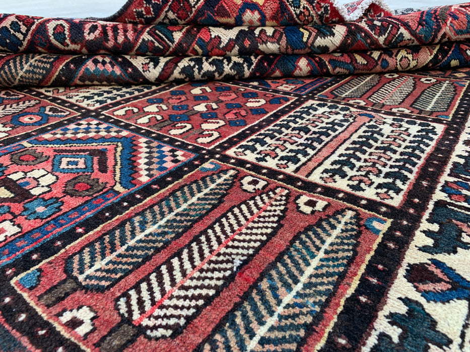 10'4 x 6'10 Hand-Knotted Persian Wool Rug - Red Panel Design with Navy & Ivory Border - KBHM-825