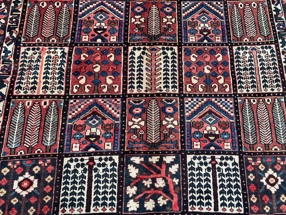 10'4 x 6'10 Hand-Knotted Persian Wool Rug - Red Panel Design with Navy & Ivory Border - KBHM-825