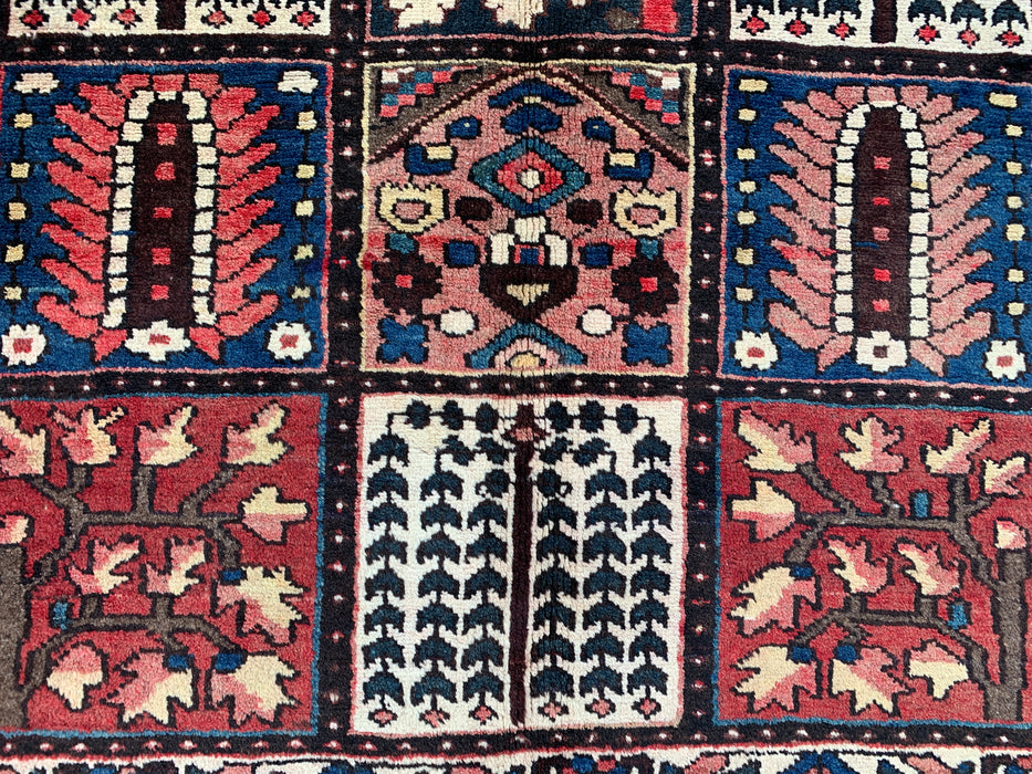 10'4 x 6'10 Hand-Knotted Persian Wool Rug - Red Panel Design with Navy & Ivory Border - KBHM-825