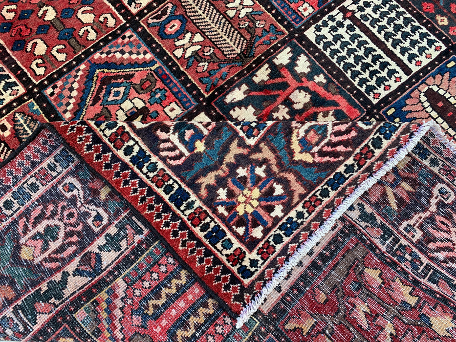 10'4 x 6'10 Hand-Knotted Persian Wool Rug - Red Panel Design with Navy & Ivory Border - KBHM-825