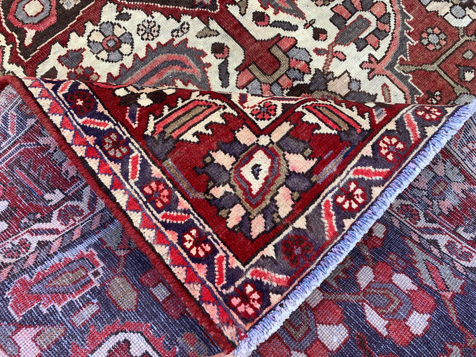 Handmade Persian Wool Area Rug 7x10 - Red Medallion Persian Style Rug with Ivory Center - Exact Size 9'10" x 6'7" - KBHM-826