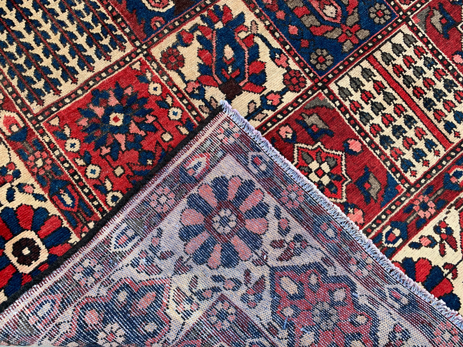 9'11 x 7'2 Hand-Knotted Persian Wool Rug - Red Panel Design with Ivory Border - KBHM-829