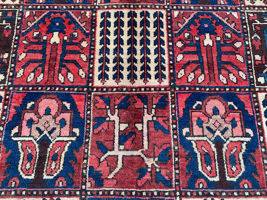 9'11 x 7'2 Hand-Knotted Persian Wool Rug - Red Panel Design with Ivory Border - KBHM-829
