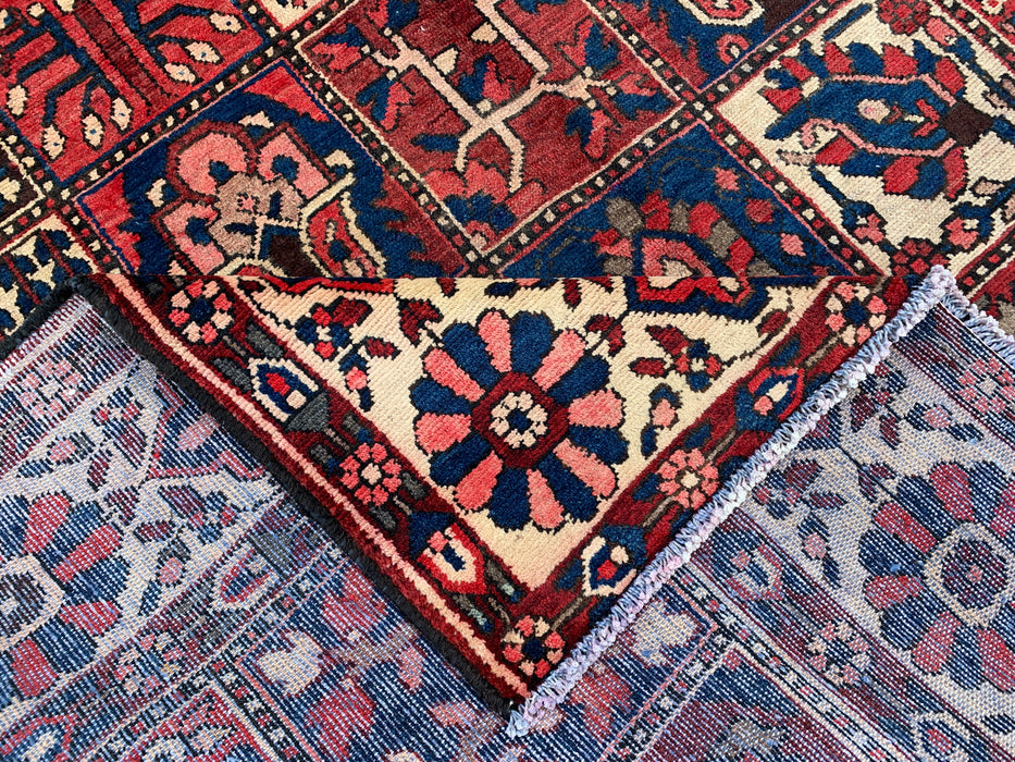 9'11 x 7'2 Hand-Knotted Persian Wool Rug - Red Panel Design with Ivory Border - KBHM-829