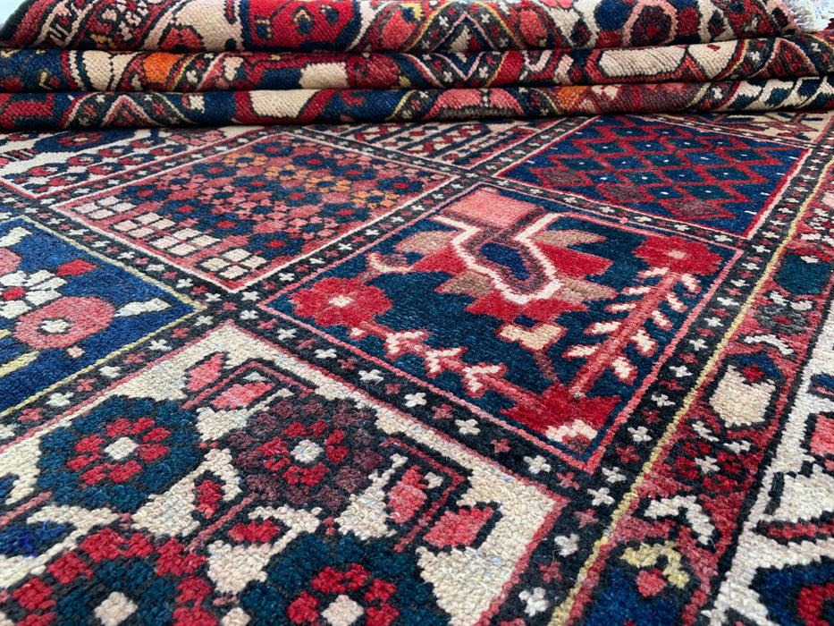 10'3 x 7'0 Hand-Knotted Persian Wool Rug - Red Panel Design with Ivory Border - KBHM-832
