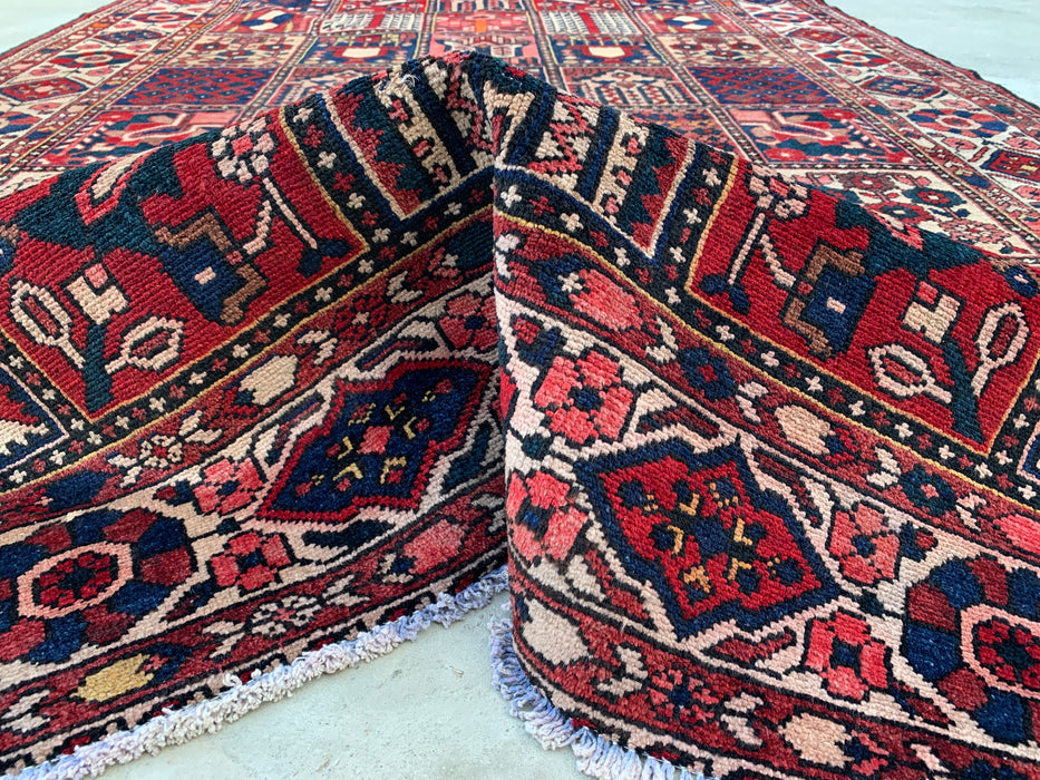 10'3 x 7'0 Hand-Knotted Persian Wool Rug - Red Panel Design with Ivory Border - KBHM-832