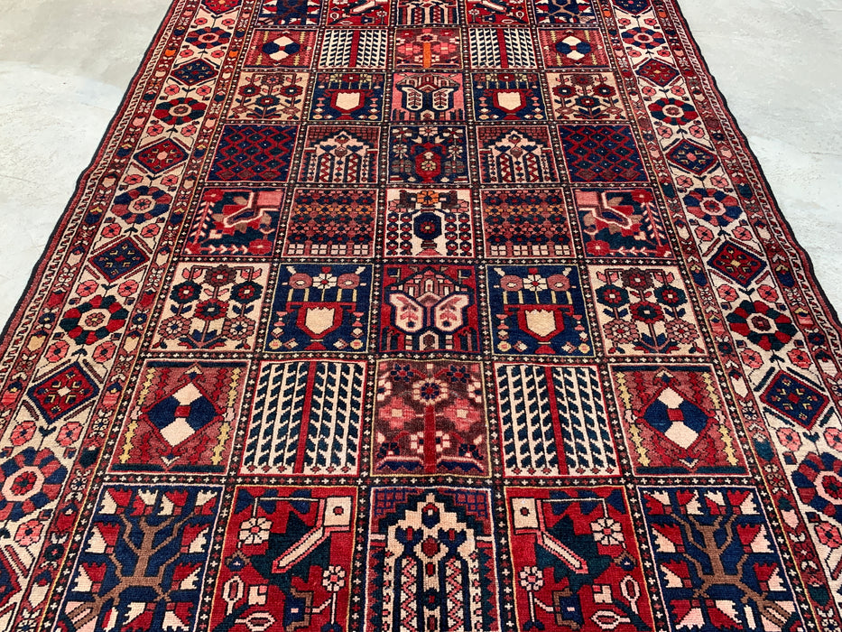 10'3 x 7'0 Hand-Knotted Persian Wool Rug - Red Panel Design with Ivory Border - KBHM-832