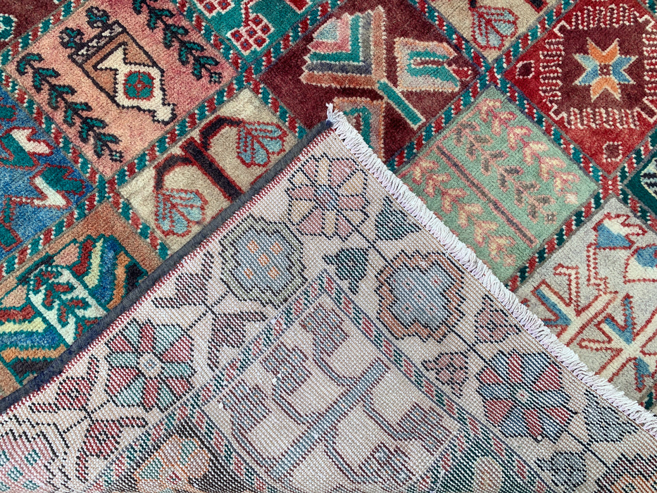 9'4 x 5'9 Hand-Knotted Persian Wool Rug - Ivory Panel Design with Turquoise & Rust Accents - KBHM-833