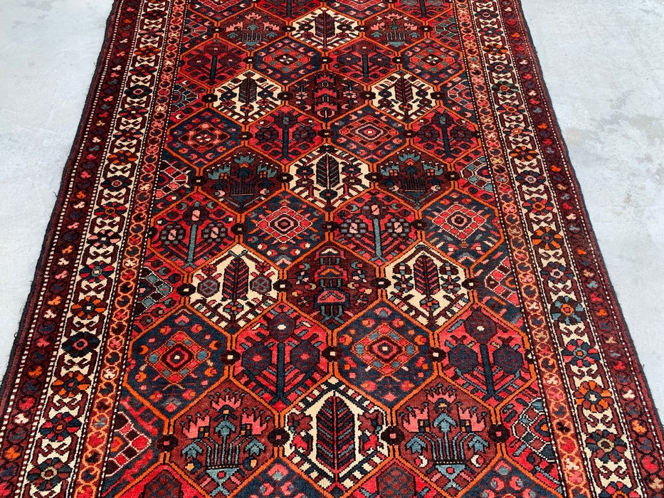 Handmade Persian Wool Area Rug 7x10 - Red Geometric Tribal Persian Style Rug with Ivory Border - Exact Size 9'10" x 5'3" - KBHM-835
