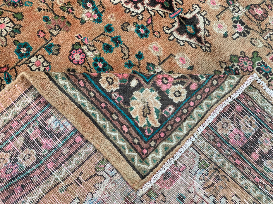 Handmade Persian Wool Area Rug 7x10 - Beige Floral Medallion Persian Style Rug with Ivory Border - Exact Size 9'2" x 6'11" - KBHM-837