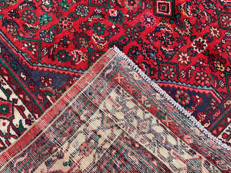 Handmade Persian Wool Area Rug 7x10 - Red Medallion Persian Style Rug with Ivory Border - Exact Size 10'5" x 7'0" - KBHM-838